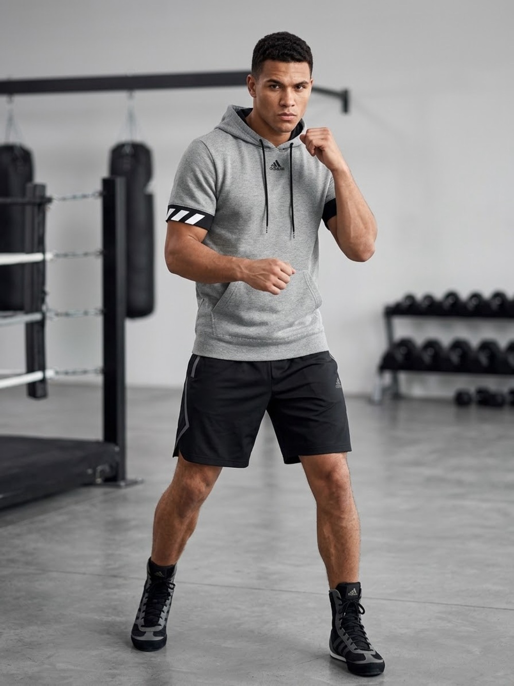 adidas Black Athletic Training Shorts with Reflective Tri